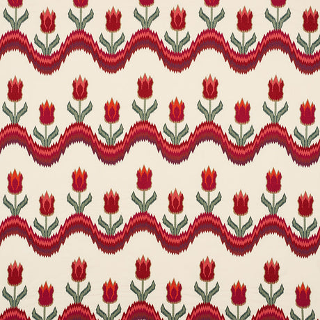 Schumacher 70271 TULIP FLAMESTITCH EMBROIDERY in VERMILION F