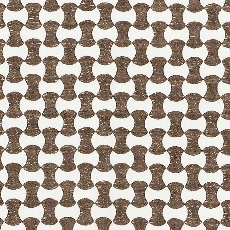 Schumacher Nolita Embroidery Taupe Fabric - Eade's Wallpaper