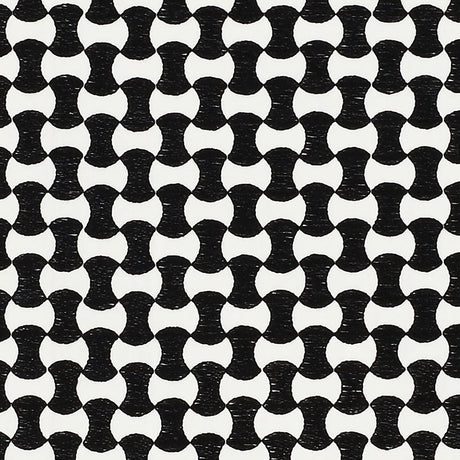 Schumacher Nolita Embroidery Black Fabric - Eade's Wallpaper