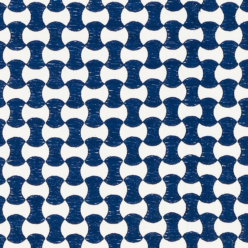 Schumacher Nolita Embroidery Navy Fabric - Eade's Wallpaper