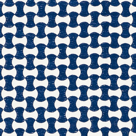 Schumacher Nolita Embroidery Navy Fabric - Eade's Wallpaper