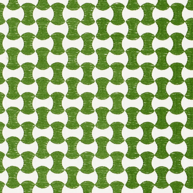 Schumacher Nolita Embroidery Green Fabric - Eade's Wallpaper