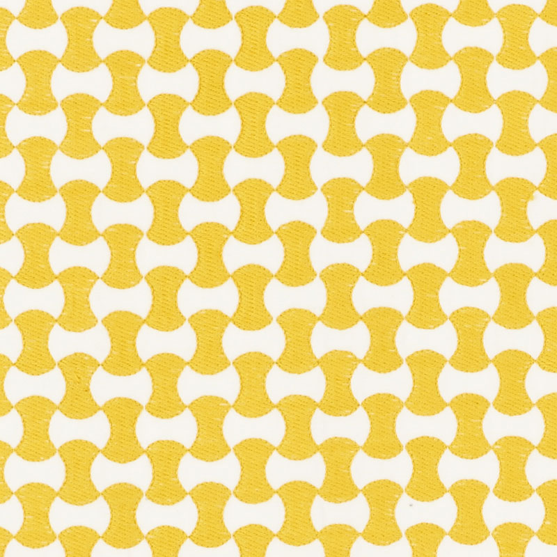 Schumacher Nolita Embroidery Yellow Fabric - Eade's Wallpaper