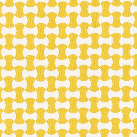 Schumacher Nolita Embroidery Yellow Fabric - Eade's Wallpaper