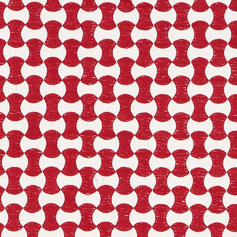 Schumacher Nolita Embroidery Red Fabric - Eade's Wallpaper