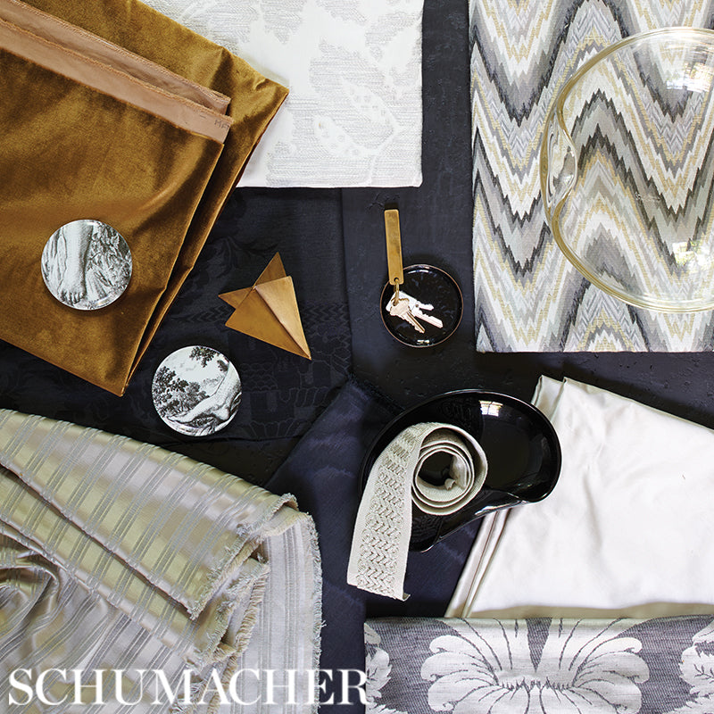 Schumacher 70419 INCOMPARABLE MOIRÃ‰ in ONYX Fabric - PERFEC