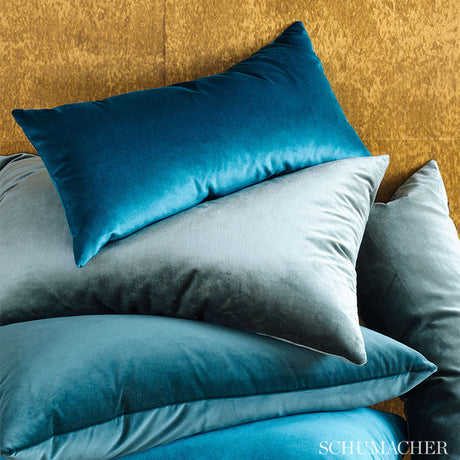 Schumacher Venetian Silk Velvet Sapphire Fabric - Eade's Wallpaper