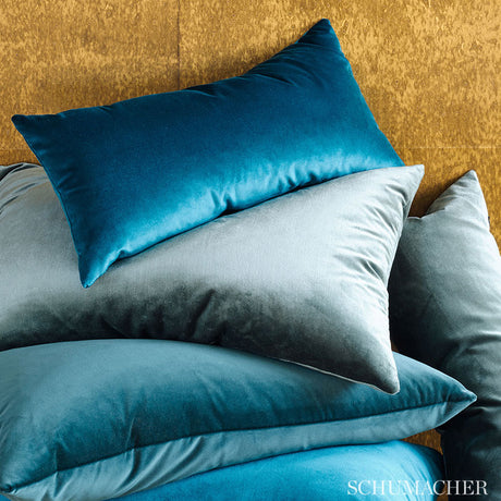 Schumacher Venetian Silk Velvet Ocean Fabric - Eade's Wallpaper