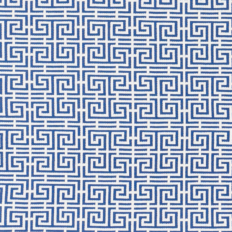 Schumacher Chinois Fret Blue/White Fabric