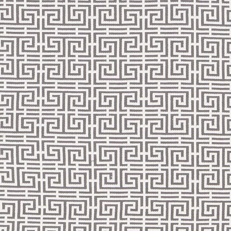 Schumacher Chinois Fret Grey/White Fabric