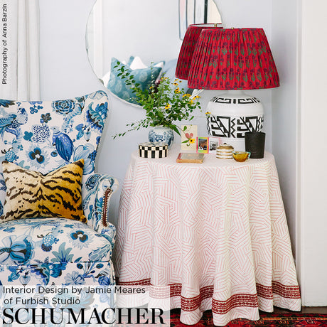 Schumacher 70646 Talitha Tape in RED ON NATURAL Trim - COUTU