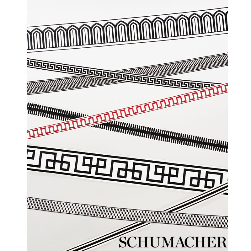 Schumacher 70742 CASTILLE TAPE in BLACK ON IVORY Trim - MIST