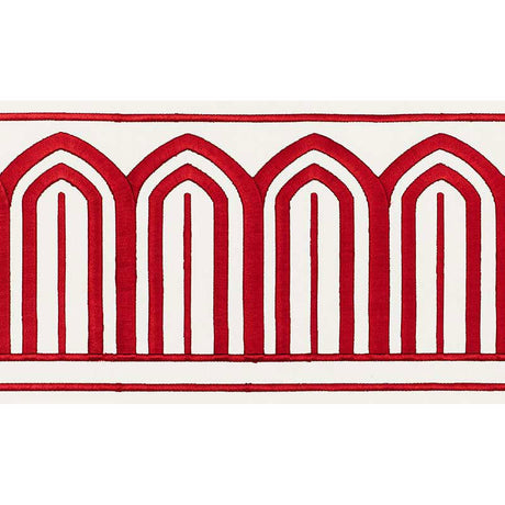 Schumacher 70771 ARCHES EMBROIDERED TAPE WIDE in RED Trim - 