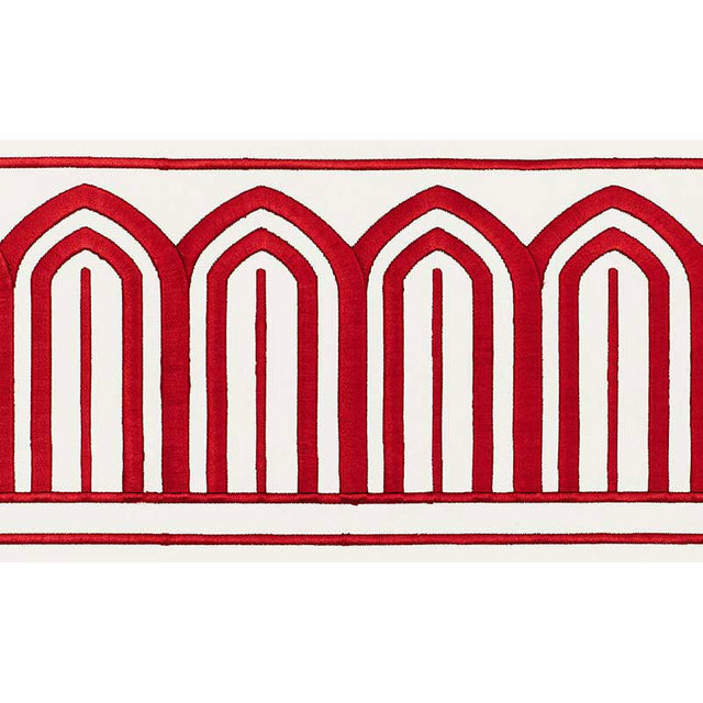 Schumacher 70771 ARCHES EMBROIDERED TAPE WIDE in RED Trim - 