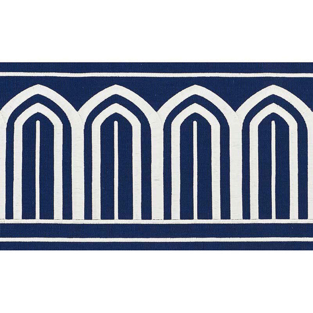Schumacher 70775 ARCHES EMBROIDERED TAPE WIDE in MARINE Trim