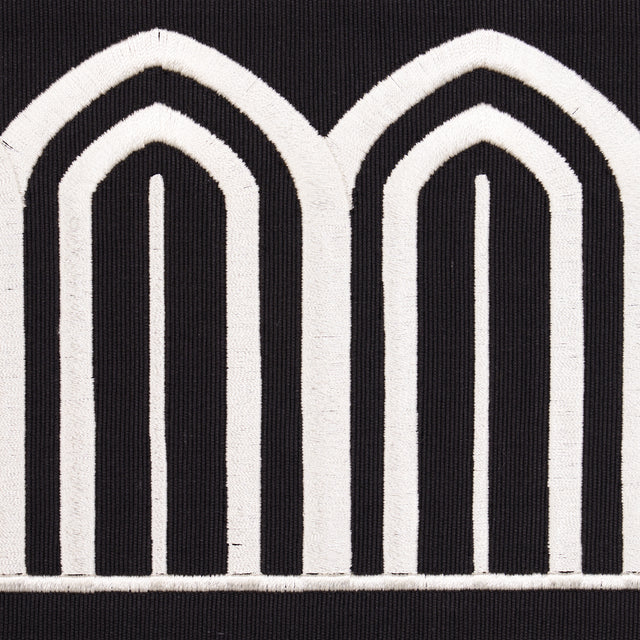 Schumacher 70777 ARCHES EMBROIDERED TAPE WIDE in WHITE ON BL