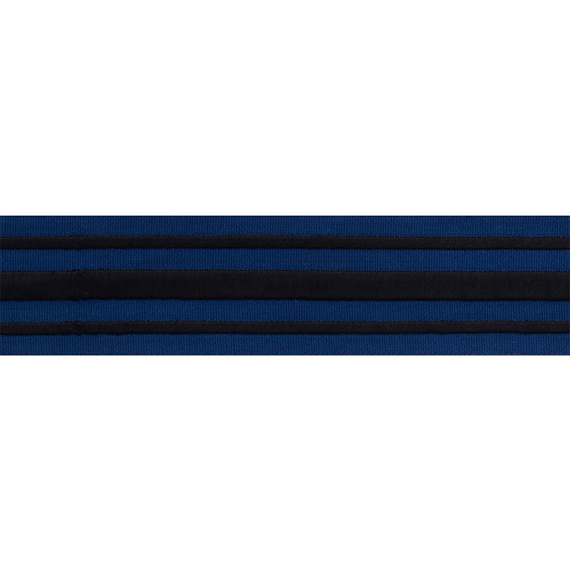 Schumacher 70780 MILITARY STRIPE  TAPE in BLACK ON NAVY Trim