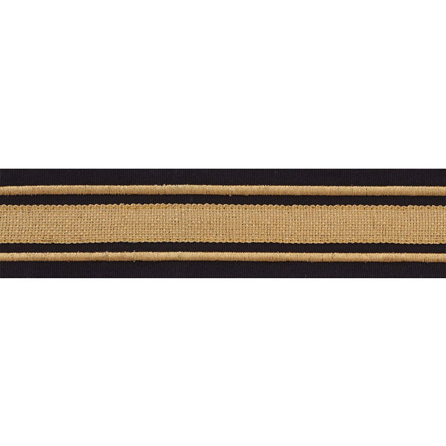 Schumacher 70784 MILITARY STRIPE  TAPE in GOLD ON BLACK Trim