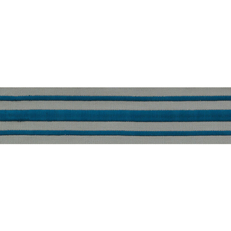Schumacher 70785 MILITARY STRIPE  TAPE in PEACOCK ON CELADON