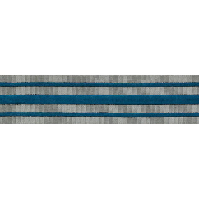 Schumacher 70785 MILITARY STRIPE  TAPE in PEACOCK ON CELADON