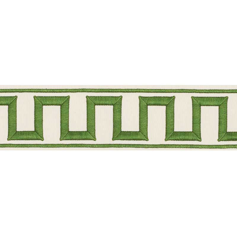 Schumacher 70795 GREEK KEY EMBROIDERED TAPE in GREEN Trim - 