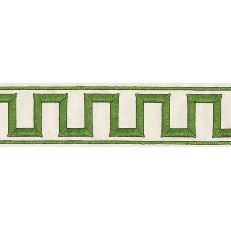 Schumacher 70795 GREEK KEY EMBROIDERED TAPE in GREEN Trim - 