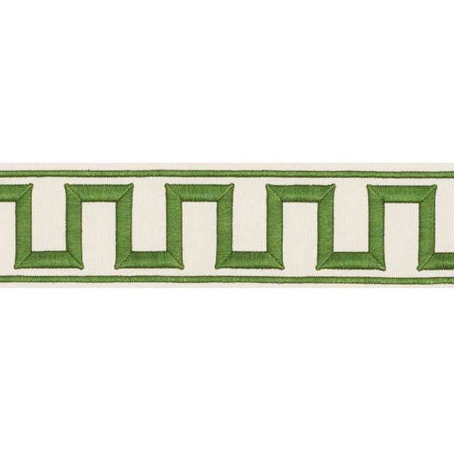 Schumacher 70795 GREEK KEY EMBROIDERED TAPE in GREEN Trim - 