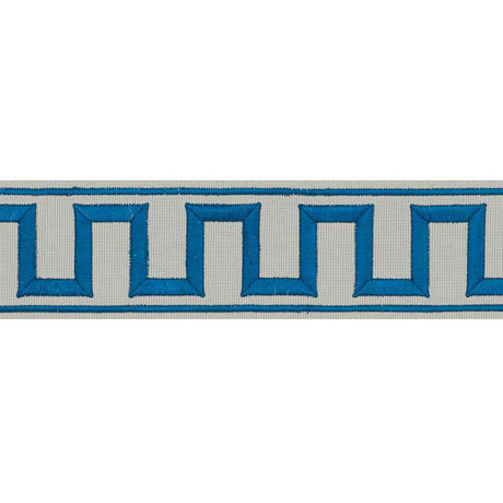 Schumacher 70799 GREEK KEY EMBROIDERED TAPE in PEACOCK & MIN