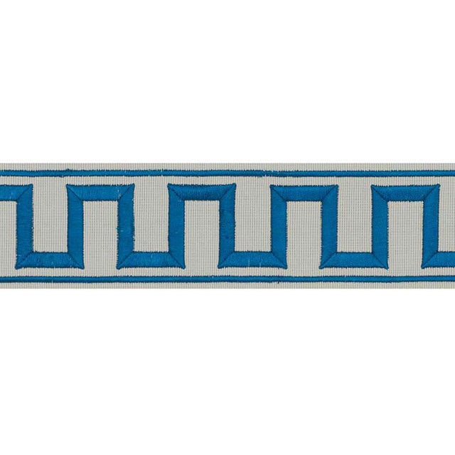 Schumacher 70799 GREEK KEY EMBROIDERED TAPE in PEACOCK & MIN