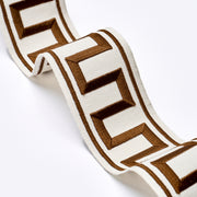 Schumacher 70808 GREEK KEY EMBROIDERED TAPE in BROWN Trim - 