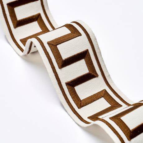 Schumacher 70808 GREEK KEY EMBROIDERED TAPE in BROWN Trim - 