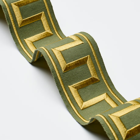 Schumacher 70809 GREEK KEY EMBROIDERED TAPE in OLIVE Trim - 