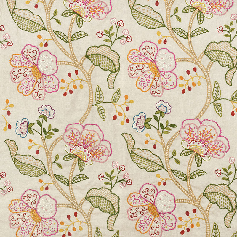 Schumacher 70810 FULL BLOOM EMBROIDERY in MULTI Fabric - CON