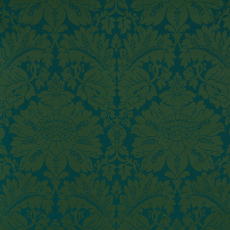 Schumacher 71281 MAGGIORE DAMASCO in EMERALD Fabric - DAMASC