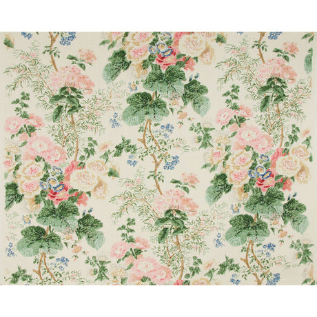 LEE JOFA 7129.LJ.0 HOLLYHOCK HDB WHITE/CORAL Fabric - Eade's Wallpaper