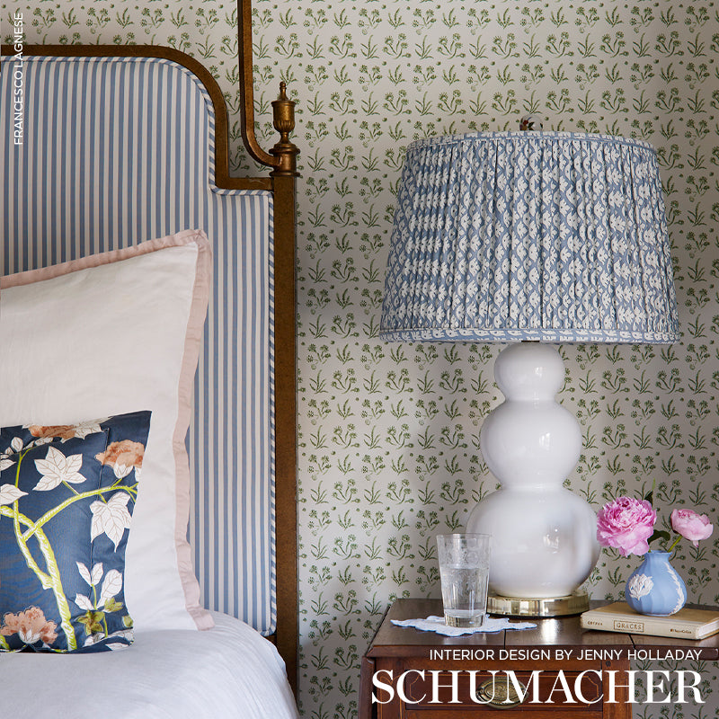 Schumacher 71345 BRIGITTE STRIPE in SKY Fabric - ESSENTIALS:
