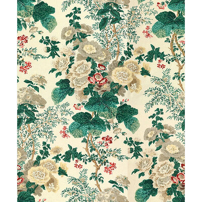 LEE JOFA 7135.LJ.0 HOLLYHOCK HDB WHITE/BROWN Fabric - Eade's Wallpaper
