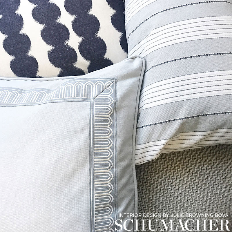 Schumacher 71373 AUDREY STRIPE in GREY & RED Fabric - ESSENT