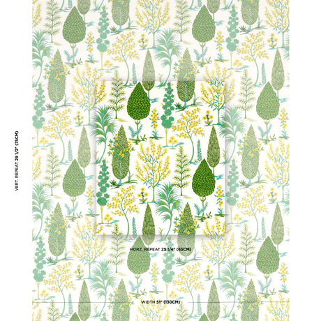 Schumacher Pandora Embroidery Green Fabric - Eade's Wallpaper