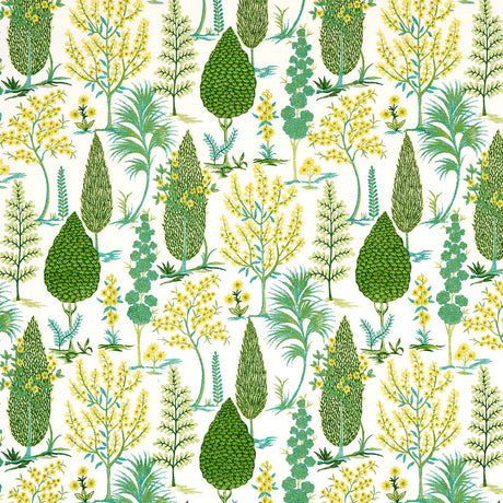 Schumacher Pandora Embroidery Green Fabric - Eade's Wallpaper