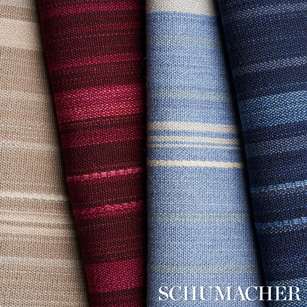 Schumacher Cajamarca Stripe Chambray Fabric