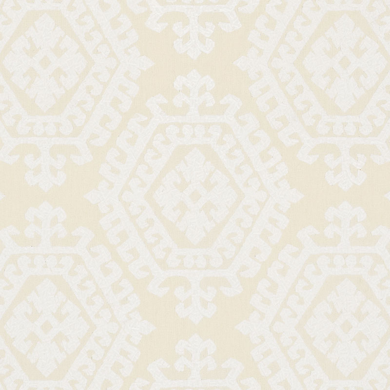 Schumacher Omar Embroidery Ivory Fabric - Eade's Wallpaper