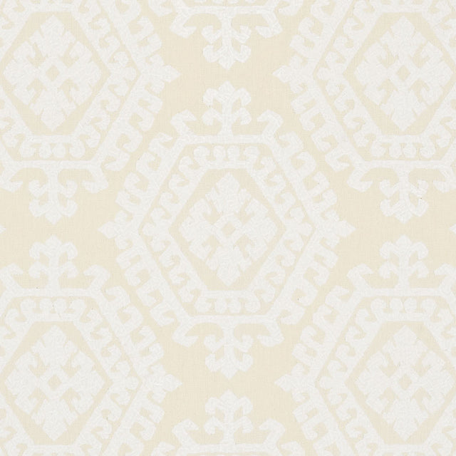 Schumacher Omar Embroidery Ivory Fabric - Eade's Wallpaper