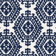 Schumacher Omar Embroidery Navy Fabric - Eade's Wallpaper