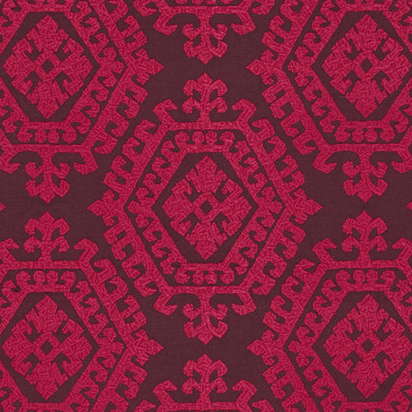 Schumacher Omar Embroidery Berry Fabric - Eade's Wallpaper
