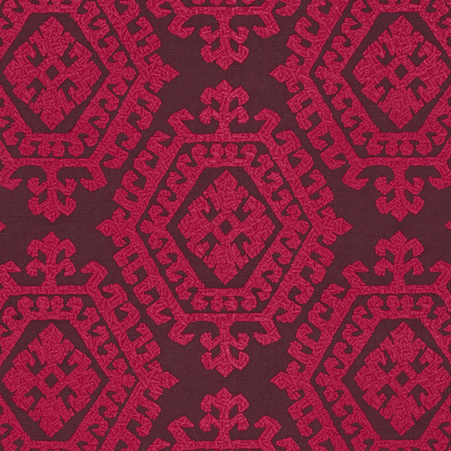 Schumacher Omar Embroidery Berry Fabric - Eade's Wallpaper