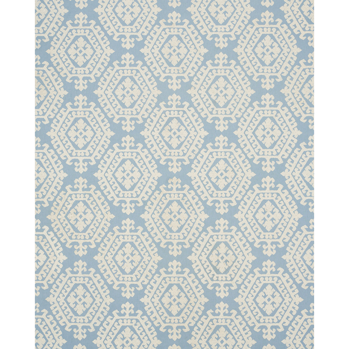 Schumacher Omar Embroidery Sky Fabric - Eade's Wallpaper