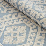 Schumacher Omar Embroidery Sky Fabric - Eade's Wallpaper