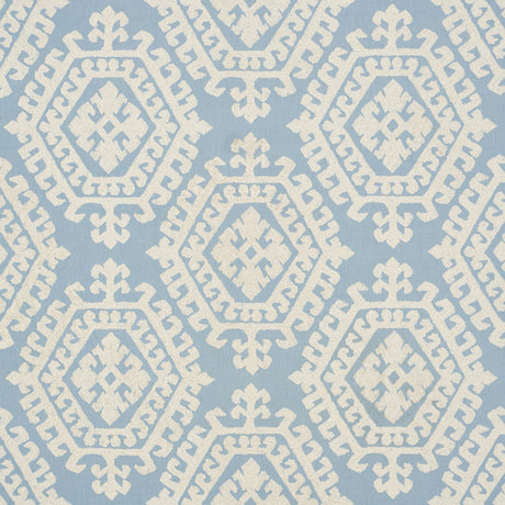 Schumacher Omar Embroidery Sky Fabric - Eade's Wallpaper