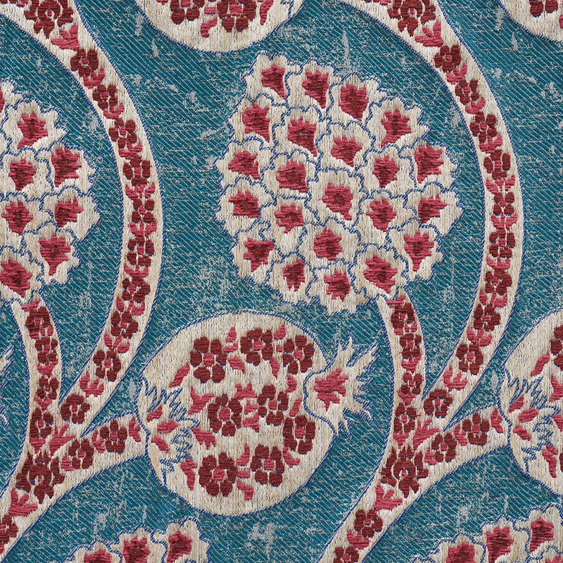 Schumacher Persephone Peacock Fabric - Eade's Wallpaper